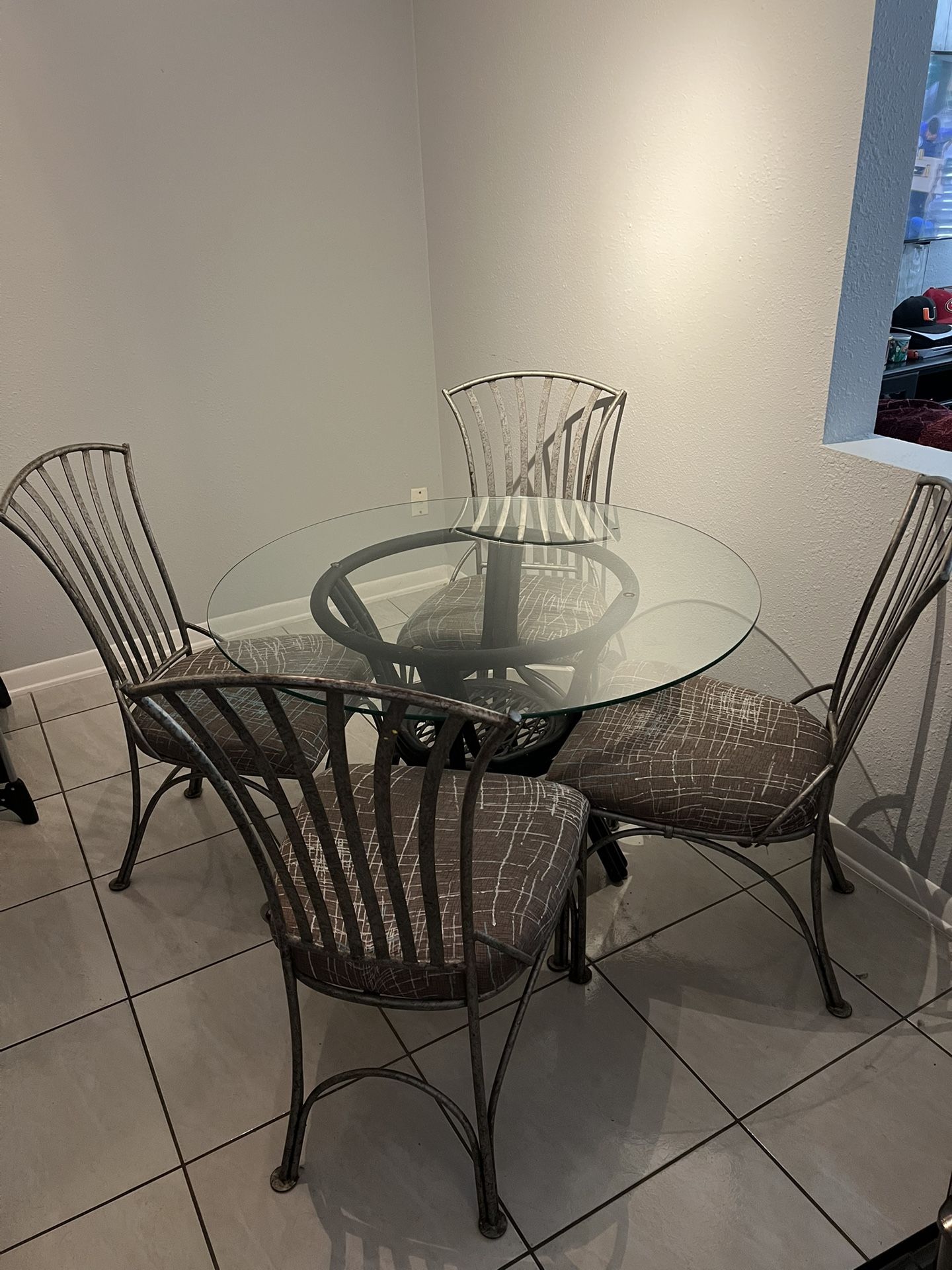 Glass Dining table And 4 Chairs