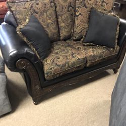 Chocolate Wood Accent Couch