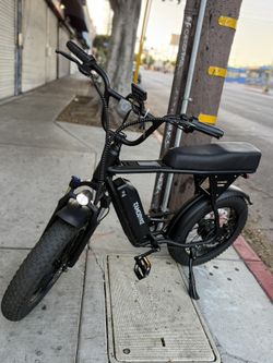 TAMOBYKE T63 Electric Moped Bicycle, 750W Peak Motor, 20Mph, 468Wh Range of 20 to 50 miles, removable battery, double long seat, UL 2849, 20-inch fat