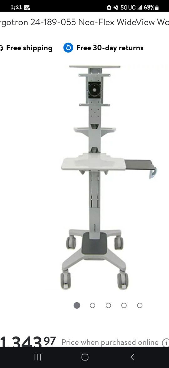 Ergotron Neo Flex Standing Workfit Rolling Desk