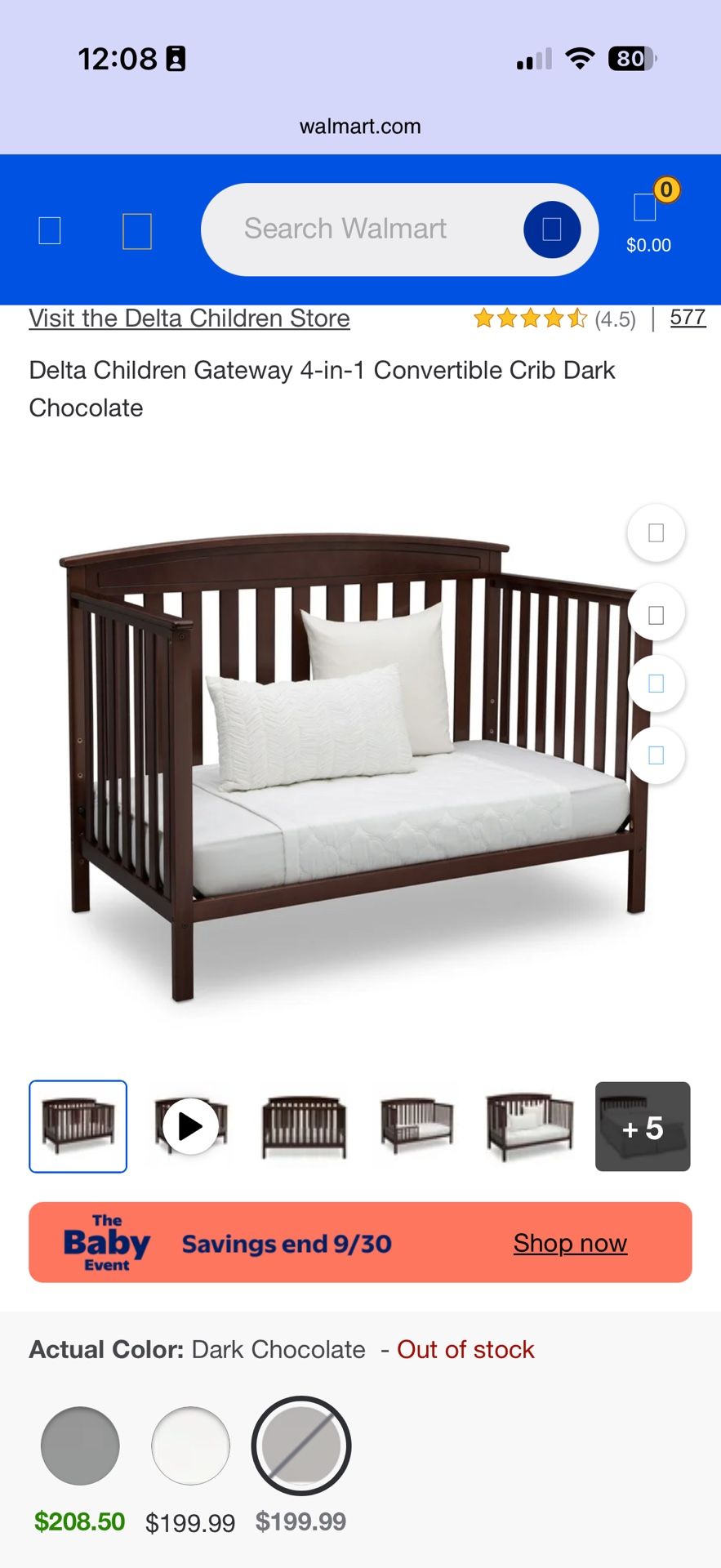 Delta Gateway 4 In 1 Crib- Pick Up Only - $49. Used Just A Few Times.