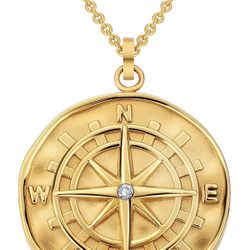 Circle Vintage Coin Pendant Necklace, 18K Gold Plated 1.4mm Adjustable for Men & Women（16+2 inches ）