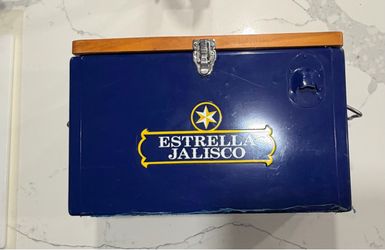 ESTRELLA JALISCO COOLER W/WOODEN LID LIMITED EDITION COLLECTIBLE MEXICAN BEER
