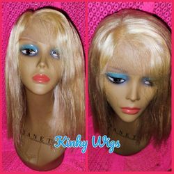 12" 613 Platinum Blonde Unprocessed Straight Bob Glueless Human Hair Wig 