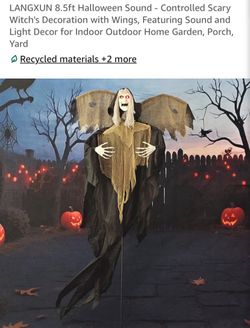 8.5ft Halloween Sound - Controlled Scary Witch's Decoration with Wings