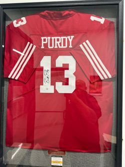 Brock Purdy Signed Framed 49ers Jersey w/ COA Autographed NFL Memorabilia with Case