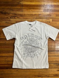 Sp5der White Rhinestone Web Graphic T-Shirt