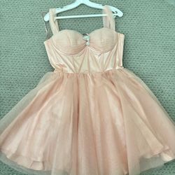 Pink Dress with Diamond Pin In Middle