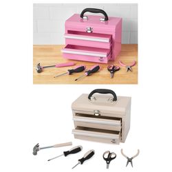 Members Mark 11” Toolbox With 5-Piece Tool Set In Pink Or Sand Brand New In Box 