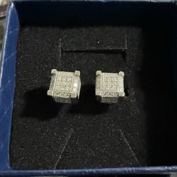Moissanite 925 Sterling Silver Ice Cube 3D Earrings