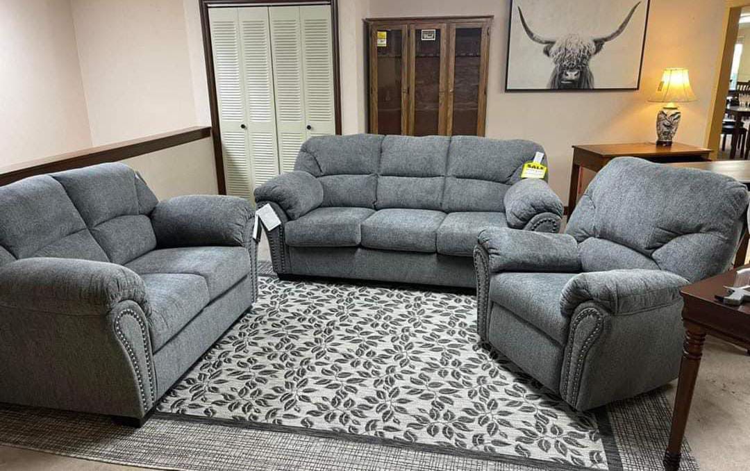 Gray Living Room Set Sofa, Loveseat, Recliner 