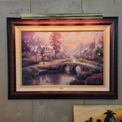 Thomas Kinkade Sunset on Lamplight Lane VII Canvas 439/1950 w/ COA
