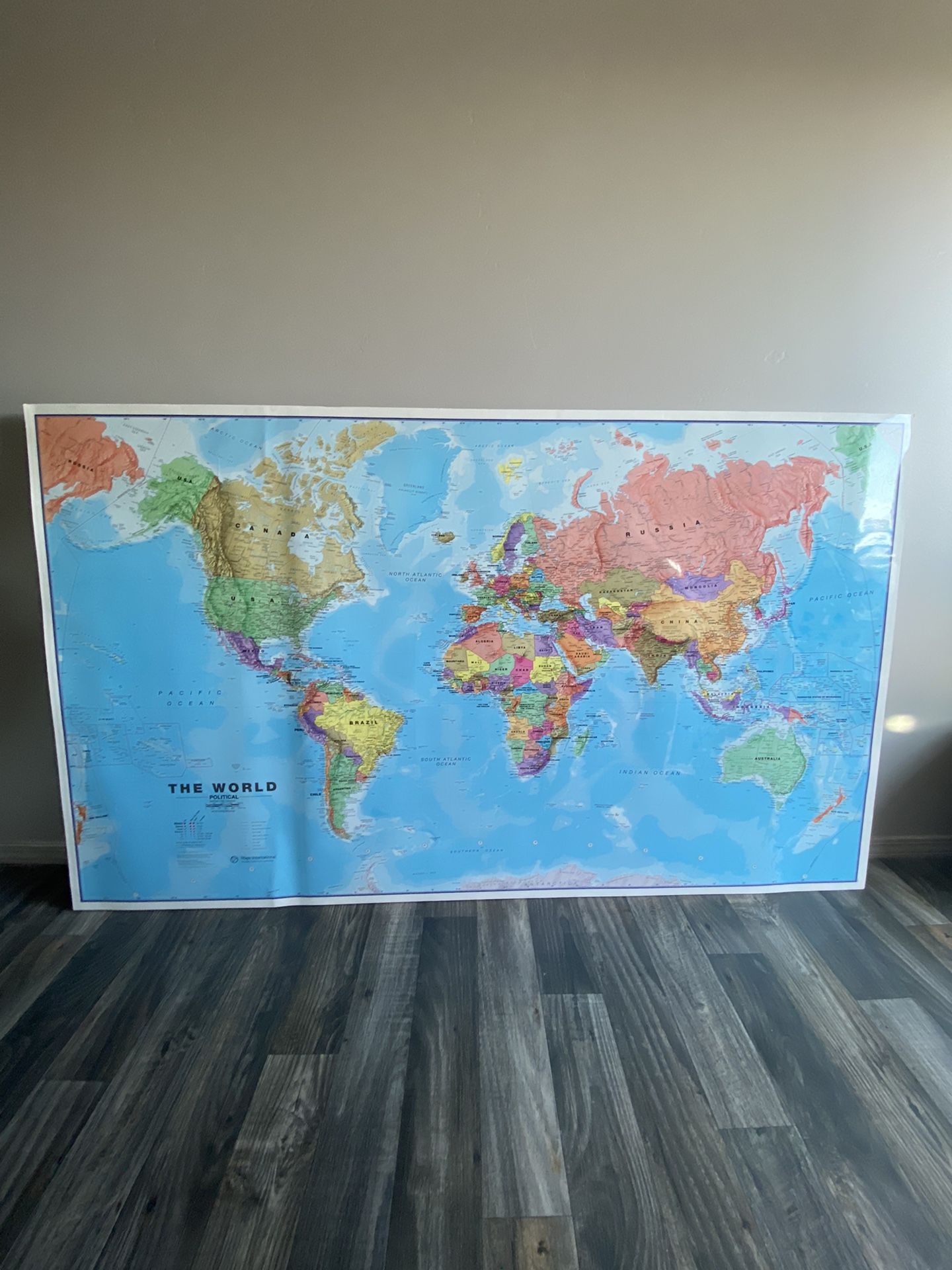 World Map On Mounted Foamcore