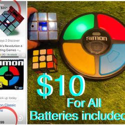 $10 For All Bundle of educational Game Memory Toys,Simon Classic,Rubiks Revolution 6 & Rubiks timer