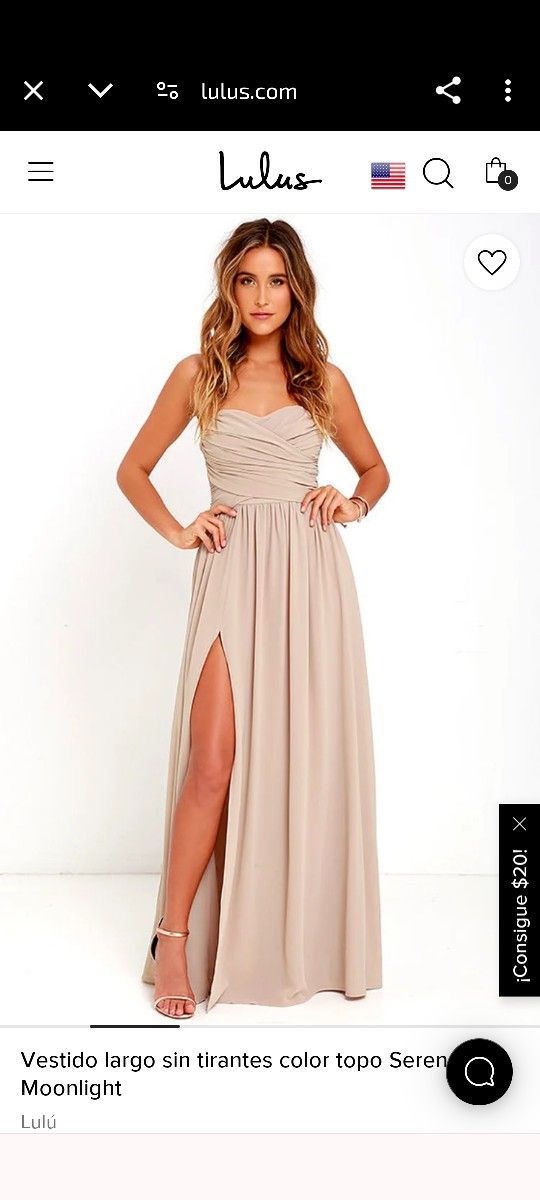 Moonlight Serenade Taupe Strapless Maxi Dress