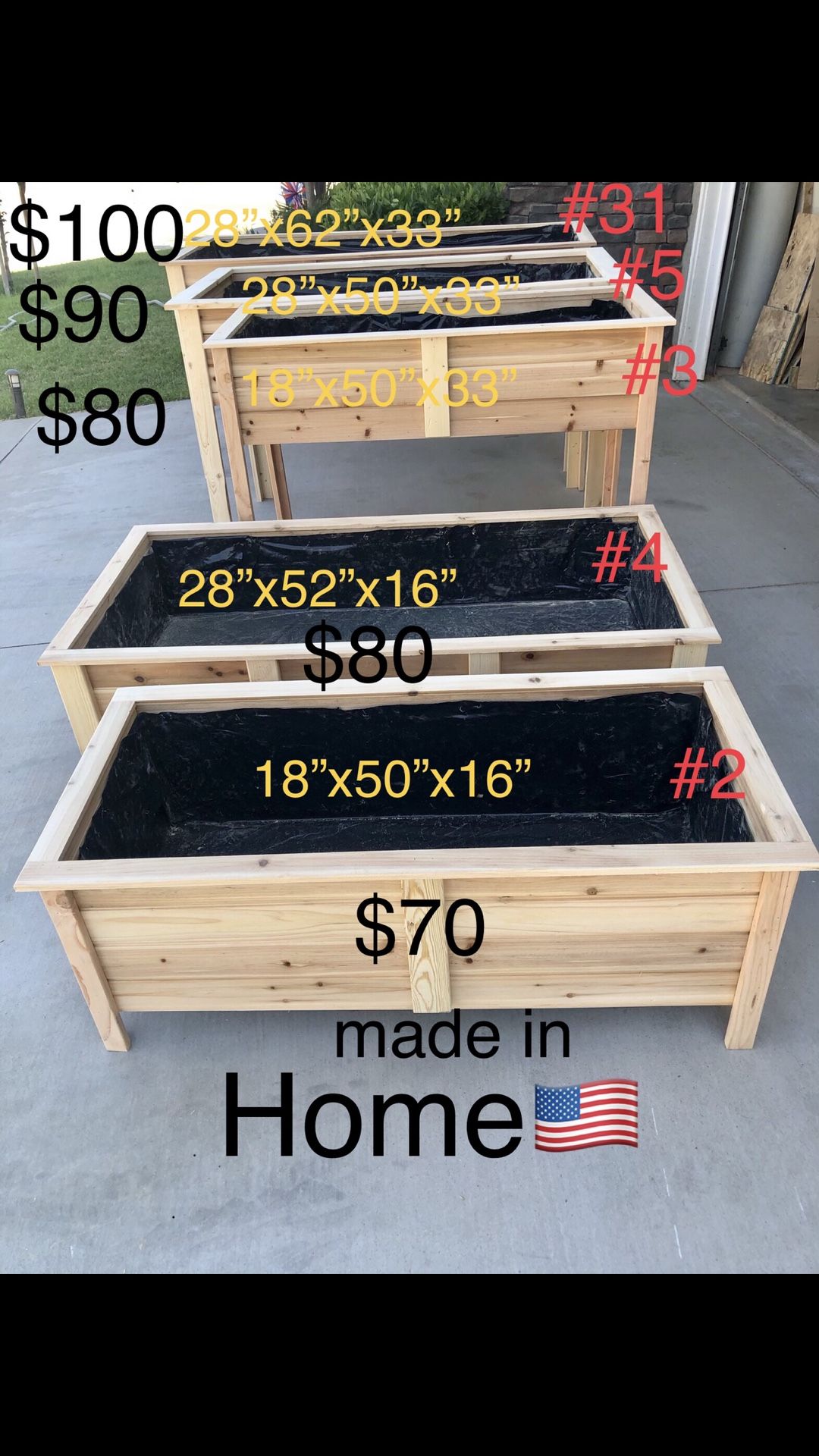 Wood Planter Box Garden Raised Herb Pots