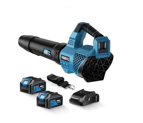 YOOVL Leaf Blower Cordless, 650CFM Electric Leaf Blowers with 2 x 5.2Ah Batteries and Charger, 3 Speed Modes, 1 x Adjustable Shoulder Strap, Powerful 