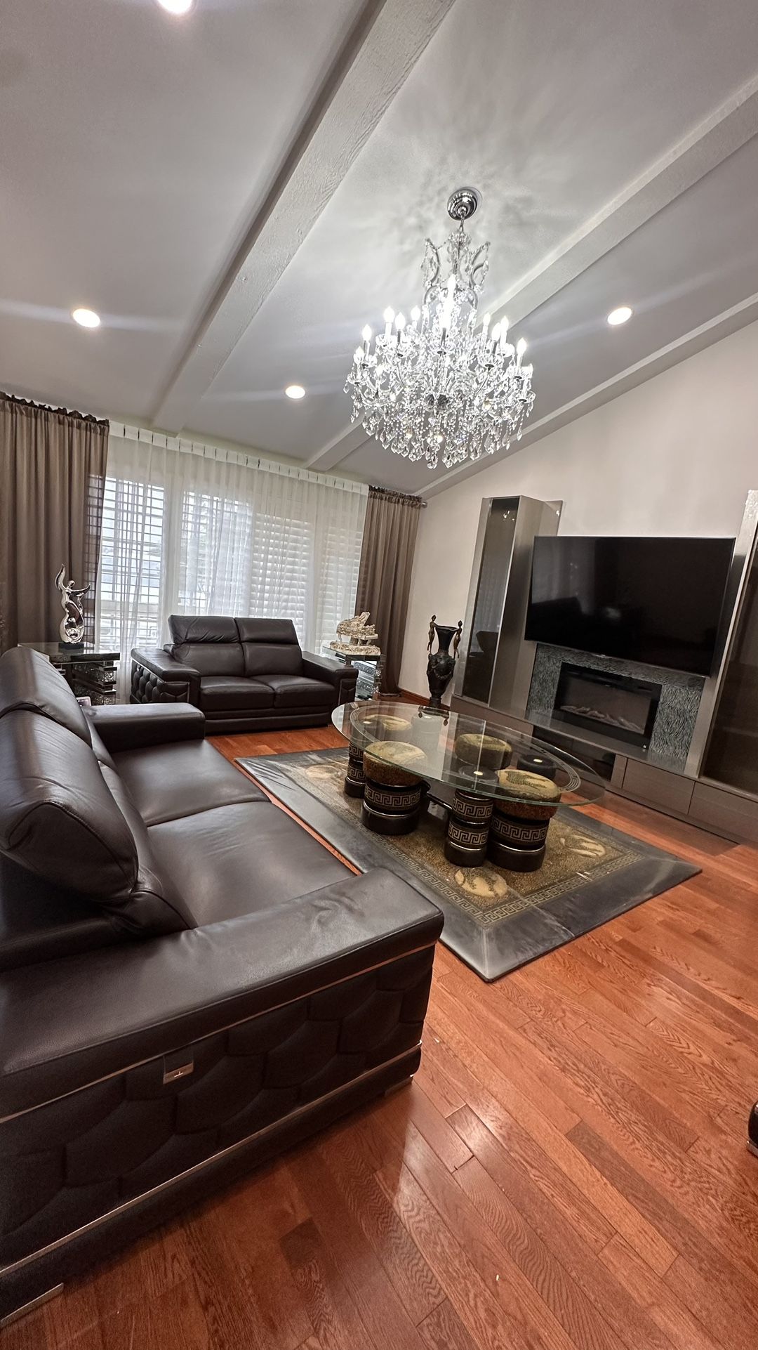 Italian Leather Sofa Set, 3 Pcs