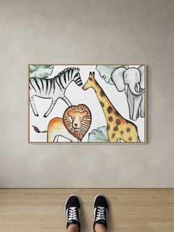 Safari Animals Framed Canvas Wall Art