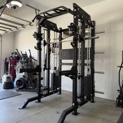 PRO SERIES Ultimate 3-1 Half Rack Functional Trainer w/Smith Machine Bar | 400lb Stack | Gym Equipment | Fitness | Commercial | Squat Rack 