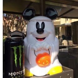 2010 DISNEY PARKS MICKEY MOUSE GHOST TRICK OR TREAT POPCORN HALLOWEEN BUCKET 
