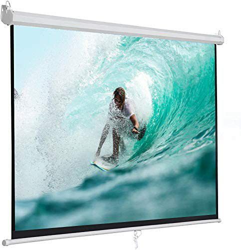 100", 16:9 HD projection screen, White Foldable Anti Crease, Manual Pull Down