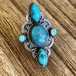 Turquoise & Sterling Silver Ring Size 7