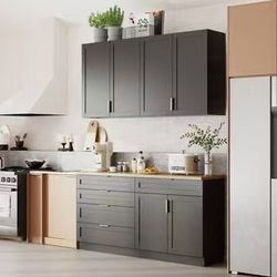 ❤️‍🔥63 in. W x 13.4 in. D x 33.5 in. H Ready to Assemble Wood Kitchen Cabinet in Matte Black with Soft Close Drawers,Storage$200