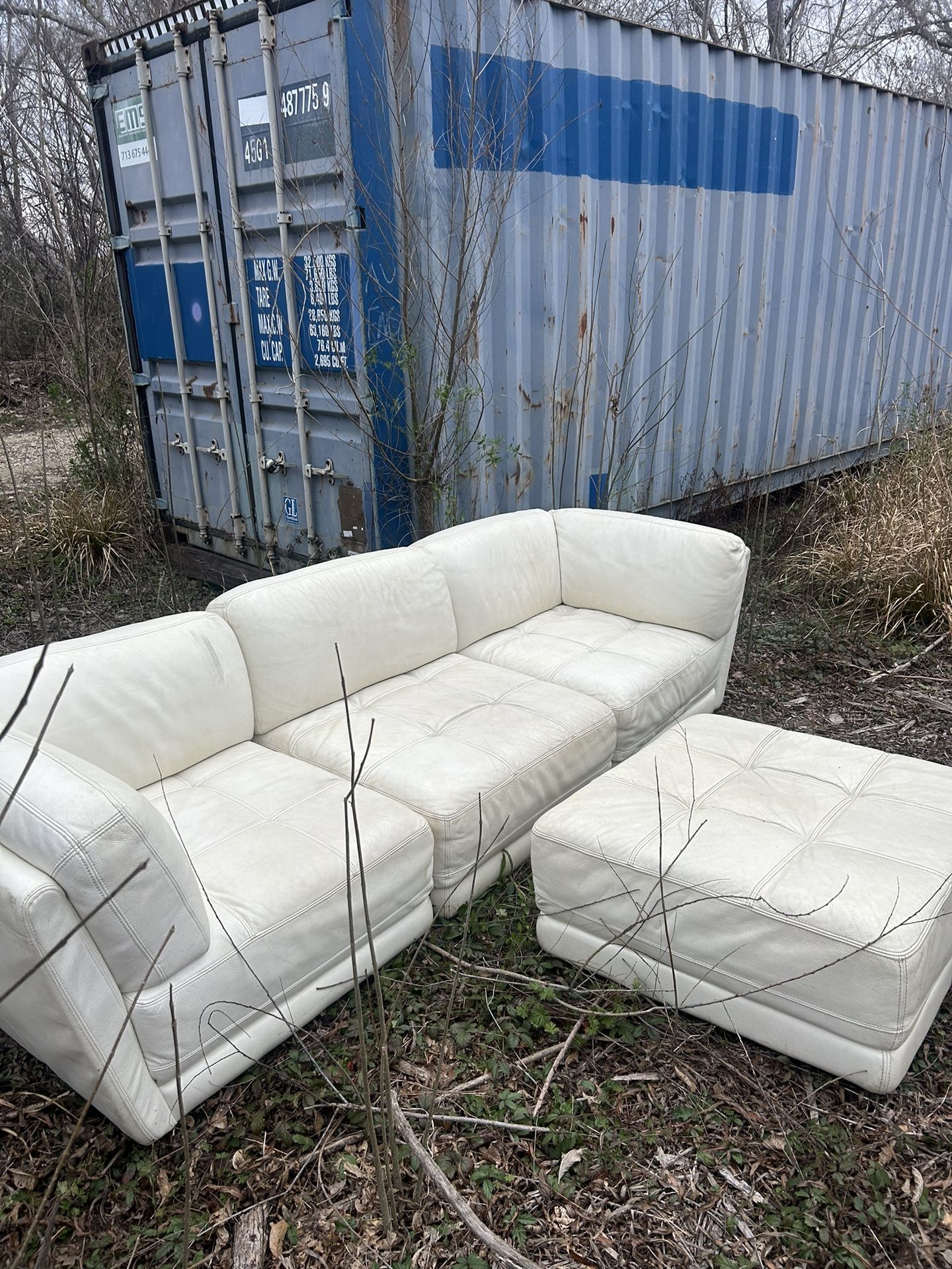 Sectional White Leather Sofa