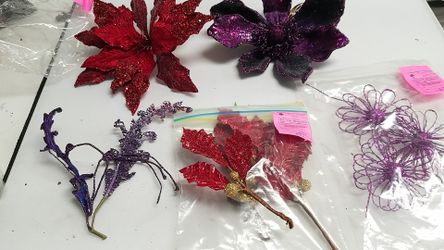 Red and purple Christmas decorations red hat accessories wreath decorations