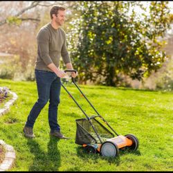 LawnMaster 20” 5-Blade Push Reel Lawn Mower, Orange/Black