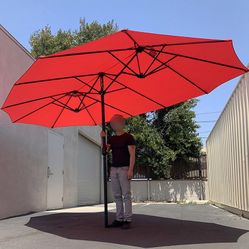 New in box $95 Large 15 FT Double Sided Umbrella Outdoor Patio Garden Yard (Weight base not included) 