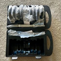 Amazon Basics Adjustable Barbell Lifting Dumbbells Weight Set with Case, 17.2 kg, Black