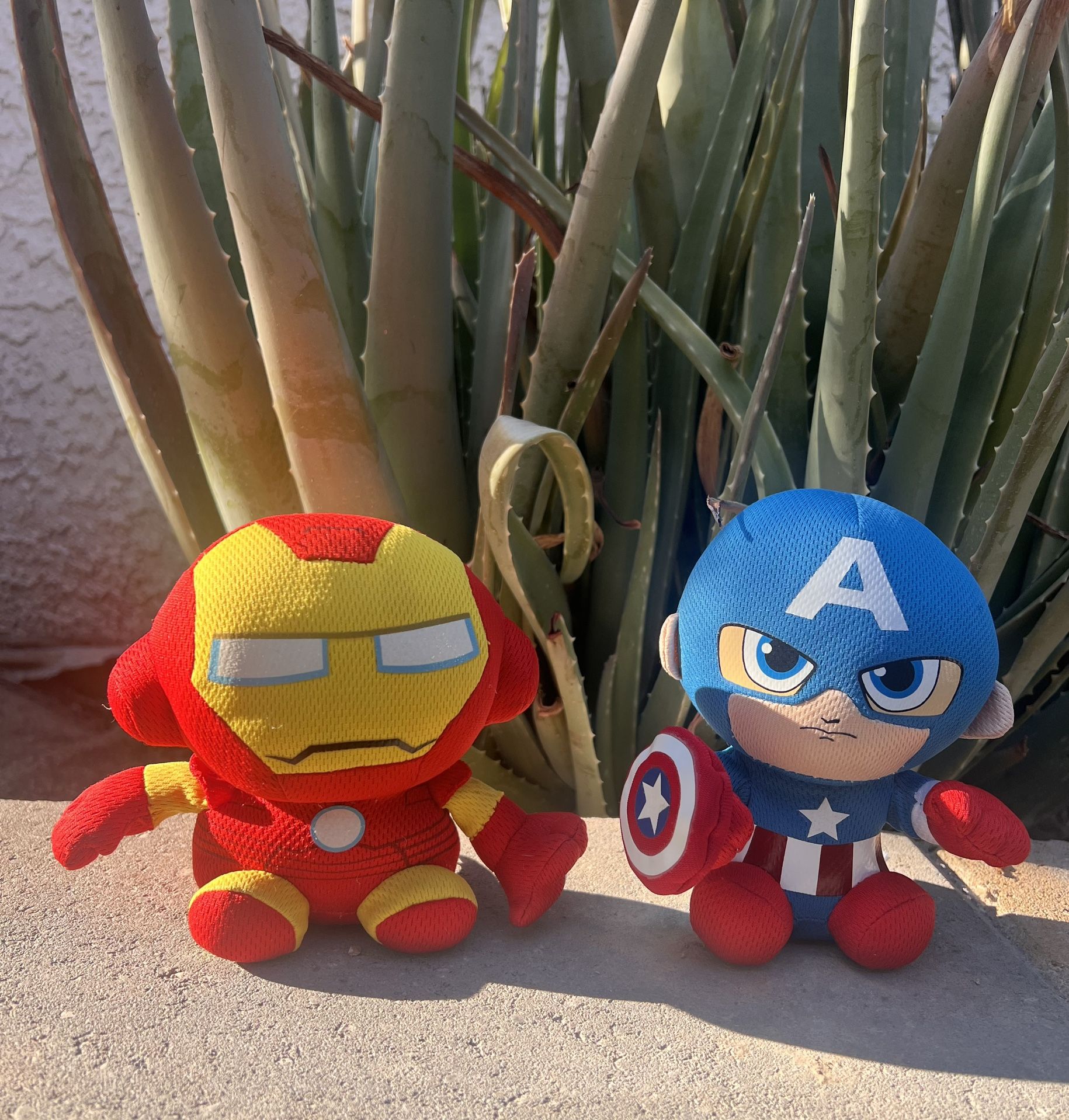 TY Marvel 2- Heroes: Captain America and Iron Man 6 in. Plush Toys