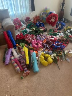Assorted wreaths and supplies