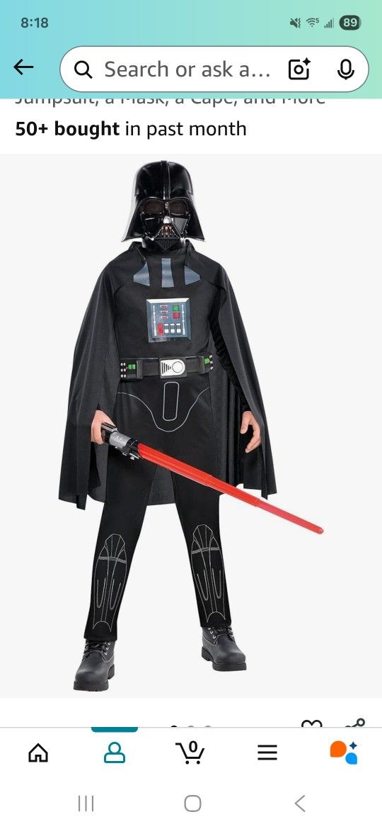Darth Vader Costume With Lightsaber