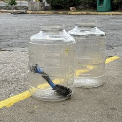 One left Big Mouth Bubbler Glass Containers W/one Maybe Two Lids 6.5 Gallons