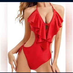 Sequin High Waist Fringe One Piece Swimsuit