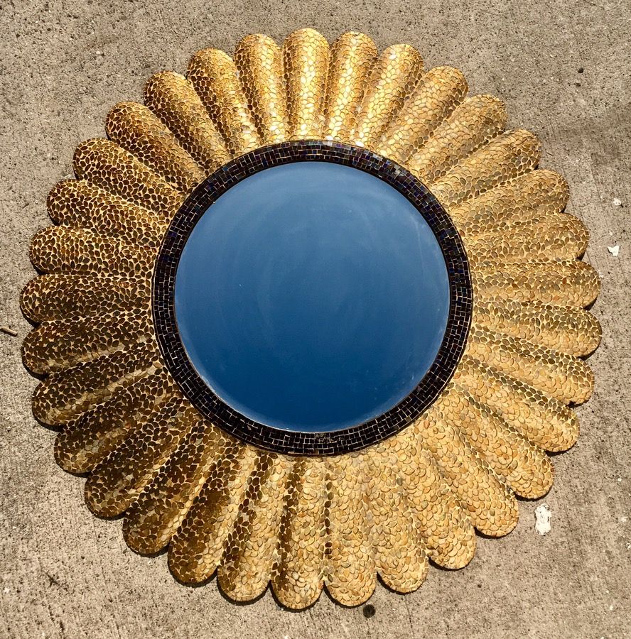Pier 1 Imports 36" Round Mosaic Sunflower Mirrored
