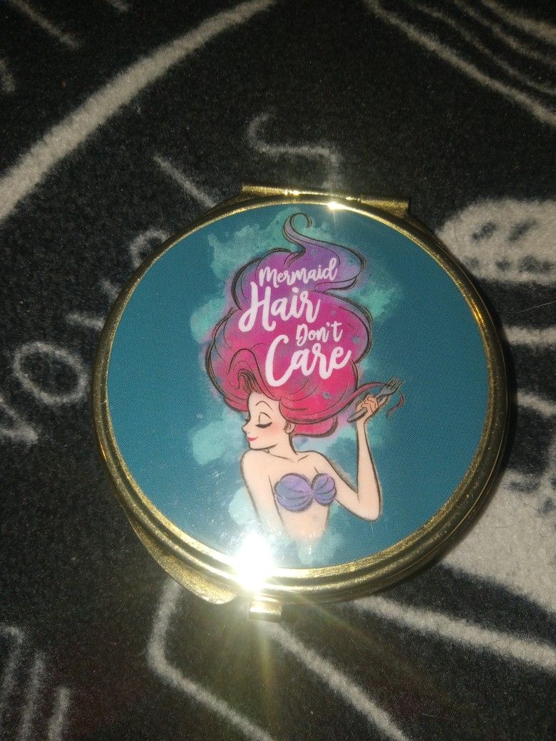 Disney Parks The Little Mermaid " Mermaid Hair Don't Care." Dual Compact Mirror