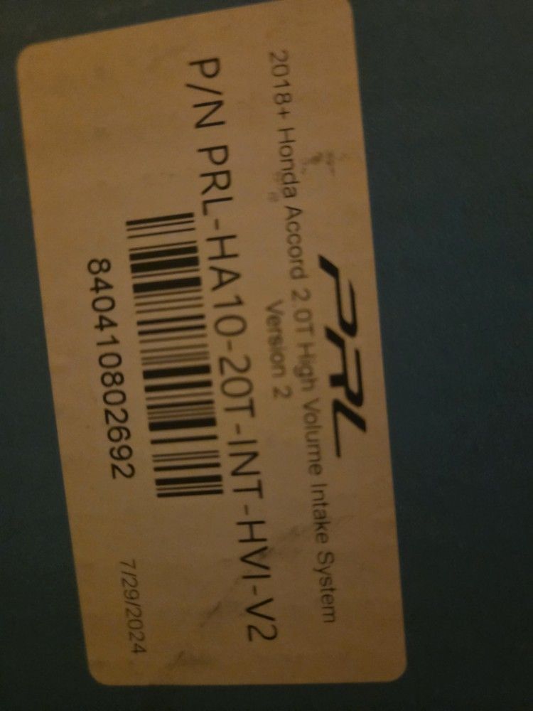 Prl 2018+ Honda Accord High Volume Intake V2