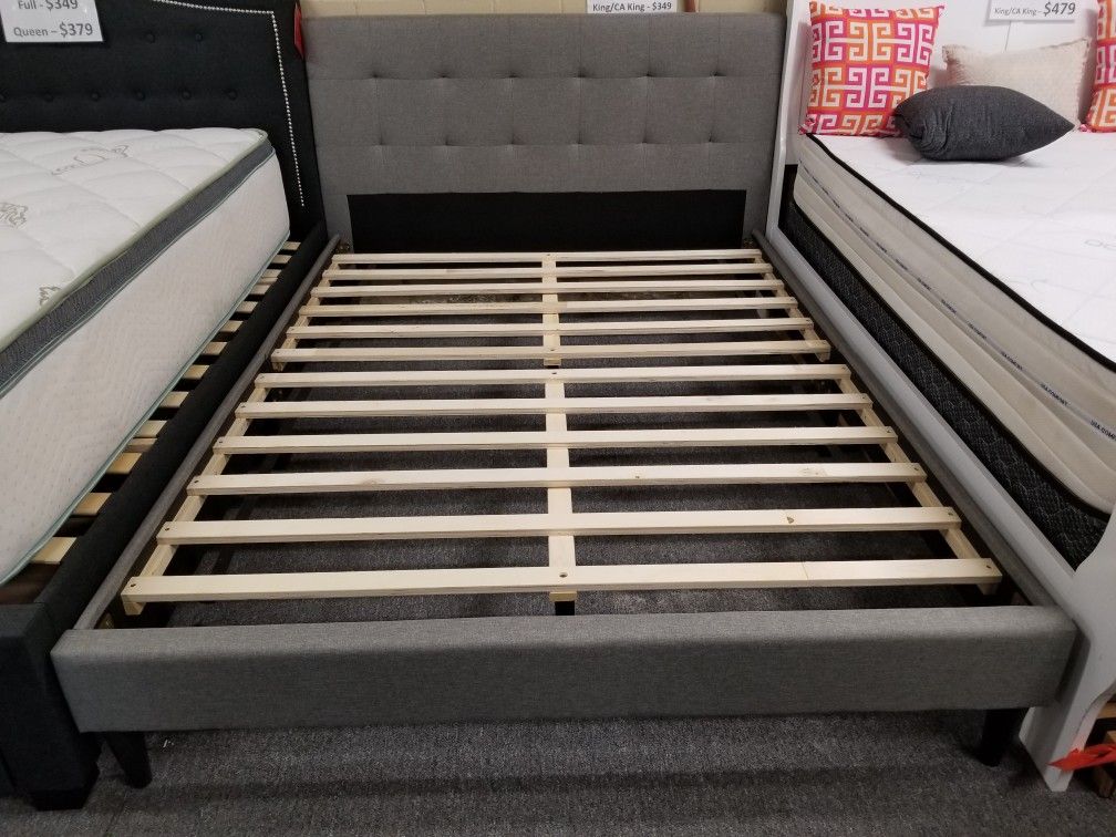 Brand New Light Gray Linen Full Size Platform Bedframe