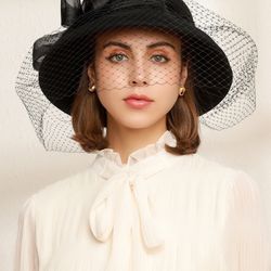Black wool elegant hat