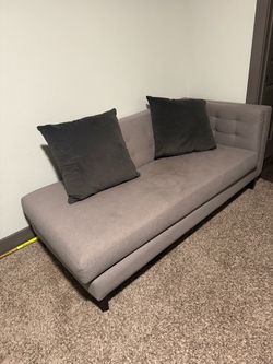 Gray Tufted Upholstered Chaise Lounge Sofa