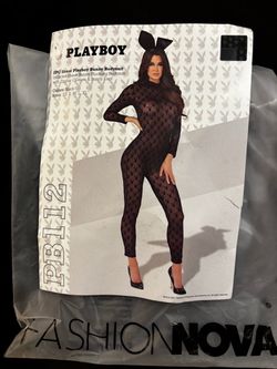 Playboy 2PC Sheer Bunny Bodysuit Costume
