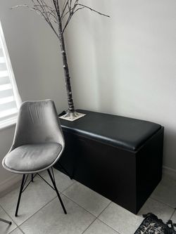 Black Storage Ottoman Bench-WOOD