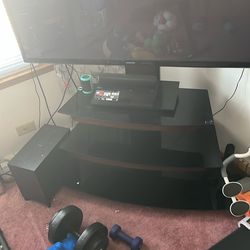 TV Stand Table With TV SAMSUNG with SONY HOMETHEATHER ALL BLACK