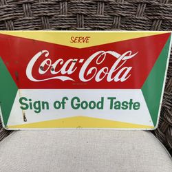  1950s coke rack sign with upper rolled edge great shape