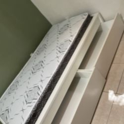 White Modern Drawer Bed frame 
