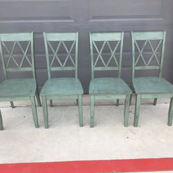 Set Of 4 Blue/Green Dinning Room Chairs